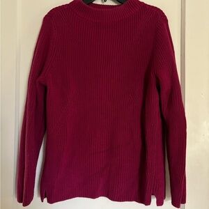 Talbots Chunky Knit Maroon 100% Cotton Pullover Sweater - XL